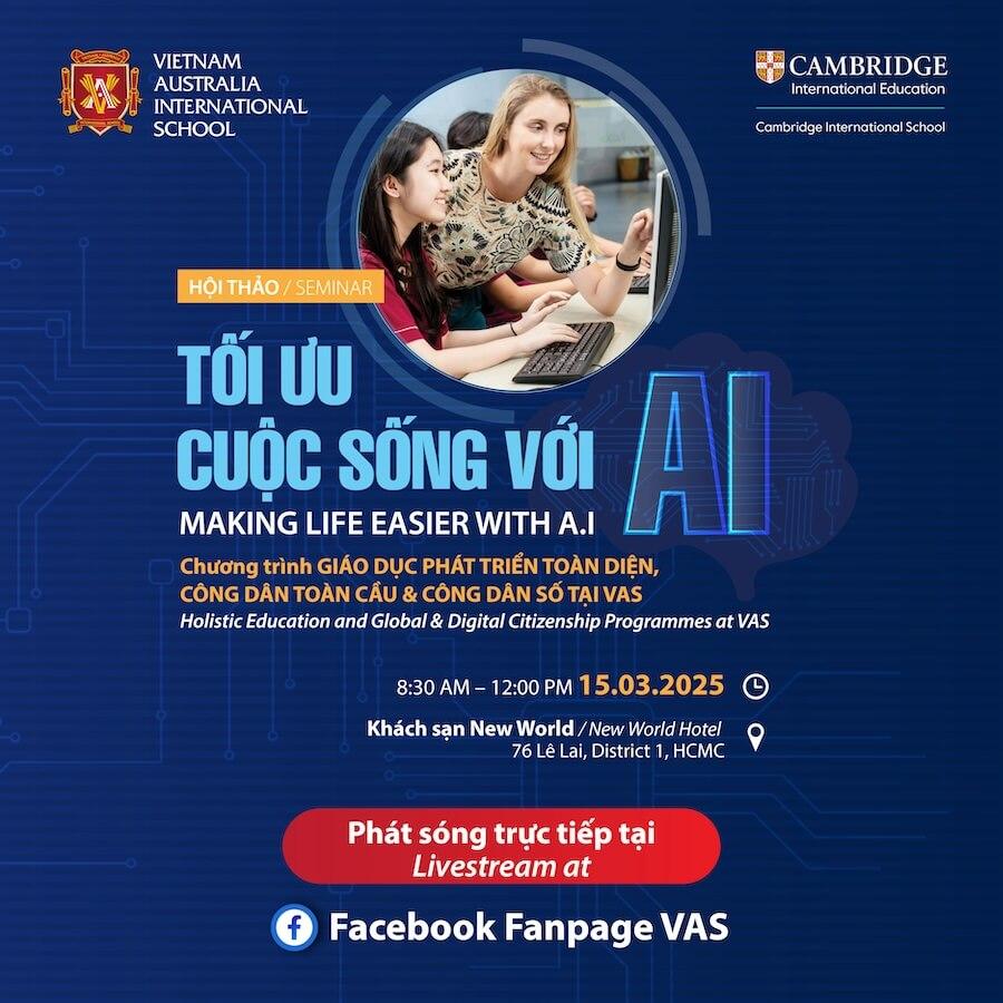 Livestream of the Seminar: “Making Life Easier with A.I” & Holistic Education and Global & Digital Citizenship Education Programmes at VAS